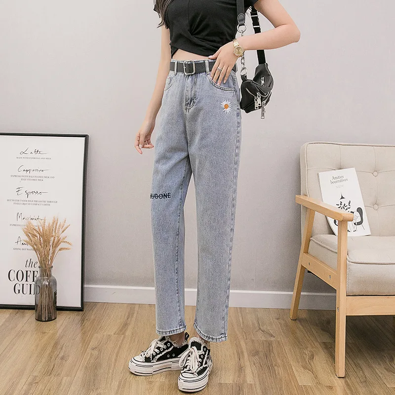 Embroidered flower Daisy Jeans Women's Ninth Pants 2020 Summer New Korean Denim Harem Pants Radish Woman Pants Jeans Trousers