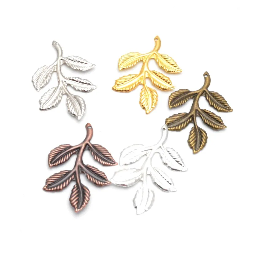 Hot New 30Pcs Leaf Filigree Wraps Connectors Metal Crafts Gift Decoration DIY Jewelry Accessories for Hair Comb 38x24mm