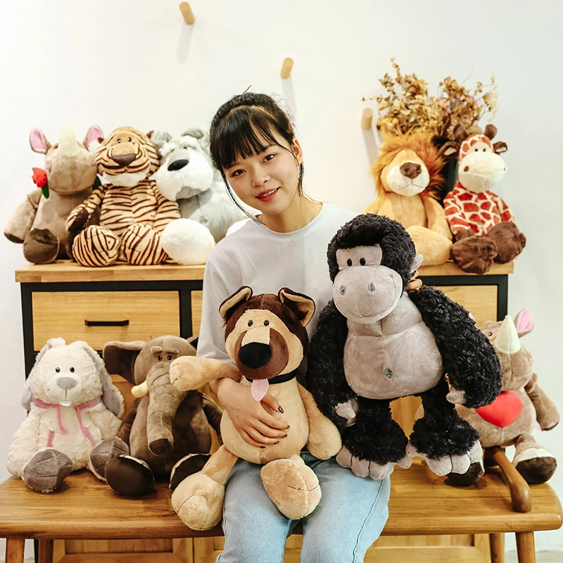 mooie cartoon dieren knuffel jungle dier leeuw giraffe olifant tijger zachte pop kerstcadeau b2600