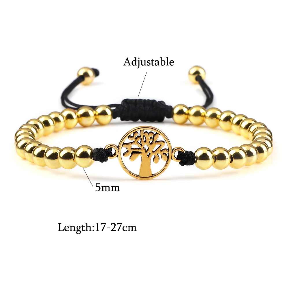 New Copper Beads Pendant Beaded Bracelet Adjust Life Tree Word 8 Heart Shape Alloy Charm Bangles Couple Wrist Pulseragift Friend