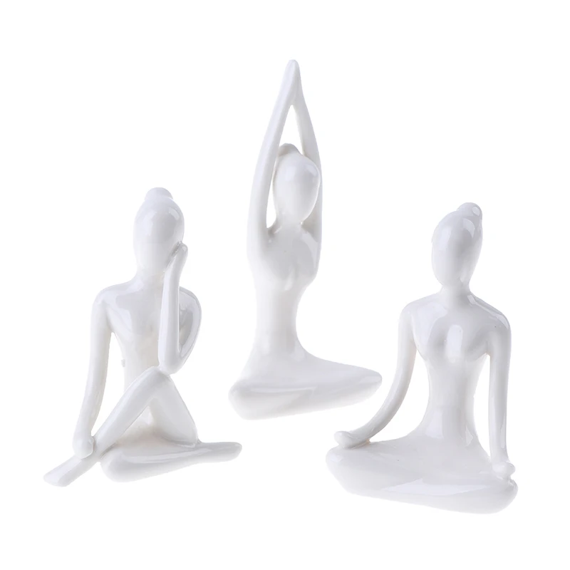 1pc Abstract Art Ceramic Yoga Poses Figurine Porcelain Lady Figure Statue Home Yoga Studio Decor Ornament 6 Styles