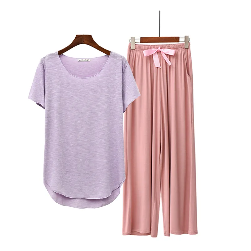 جديد مشروط الدهون كبيرة الحجم اللون القطن منامة النساء الصيف الخريف واسعة الساق السراويل فضفاضة ومريحة خدمة المنزل اليوغا #2