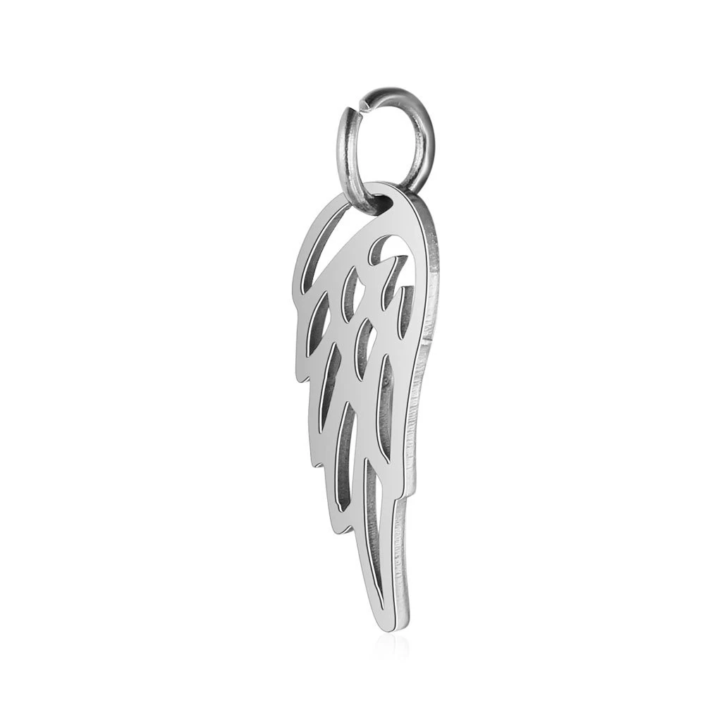 10 Stück Flügel-Anhänger aus Edelstahl in Silber/Gold/Roségold, 3 Farben, für DIY-Schmuckherstellung, Halsketten, Armbänder, Großhandel – Detail 2
