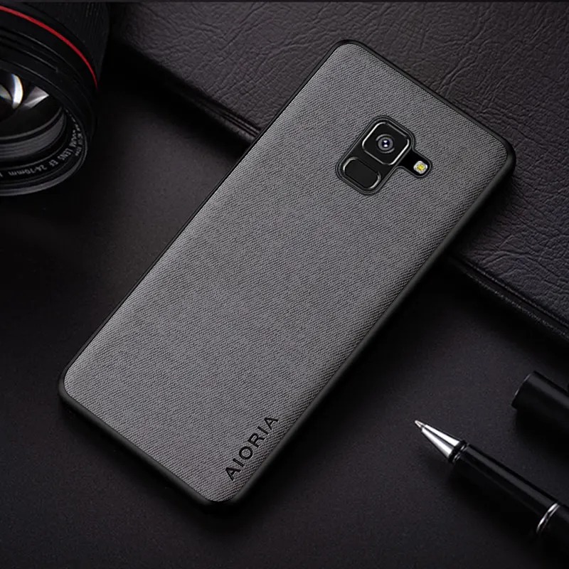 Case for Samsung Galaxy A8 Plus coque new simple design shockproof lightweight solid color textile Leather Cover funda