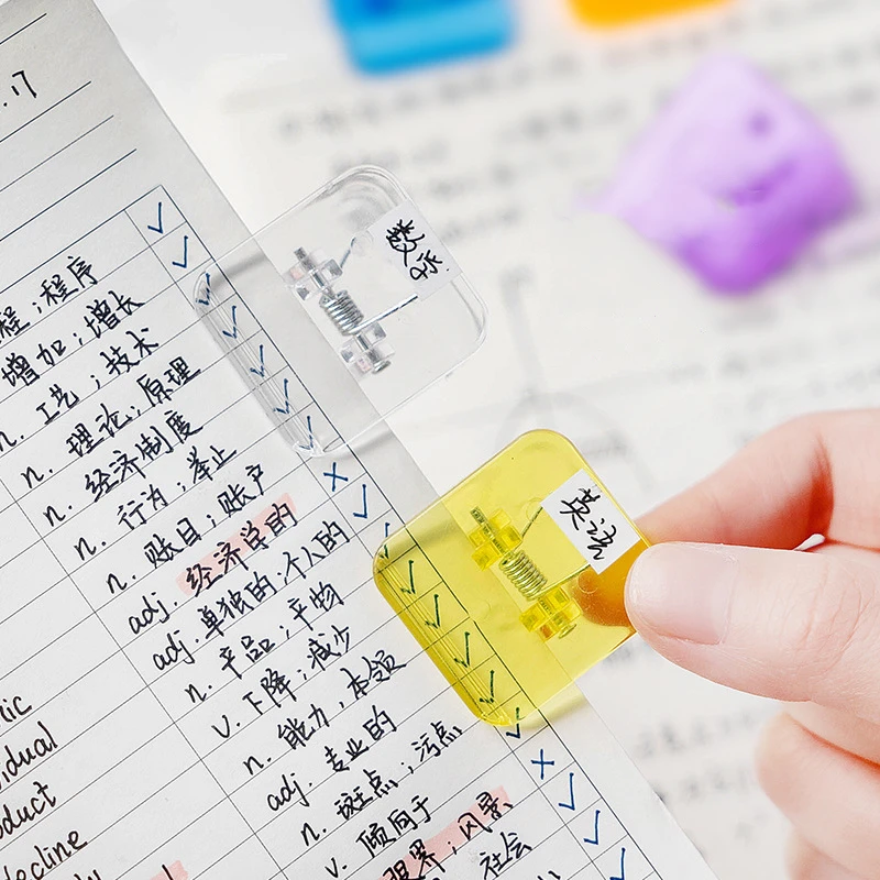 5pcs Mini Candy Bean Square Clips Clear & Solid Color Paper Clip Clamp for Memo File Index Magazine Book School Household F794