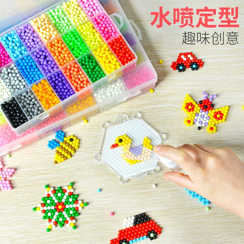 3D puzzle Fuse Beads Magic Water Beads DIY set jigsaw Pegboard kids toys for Children Girls Gift 8 10 years Pen Tweezer Tool