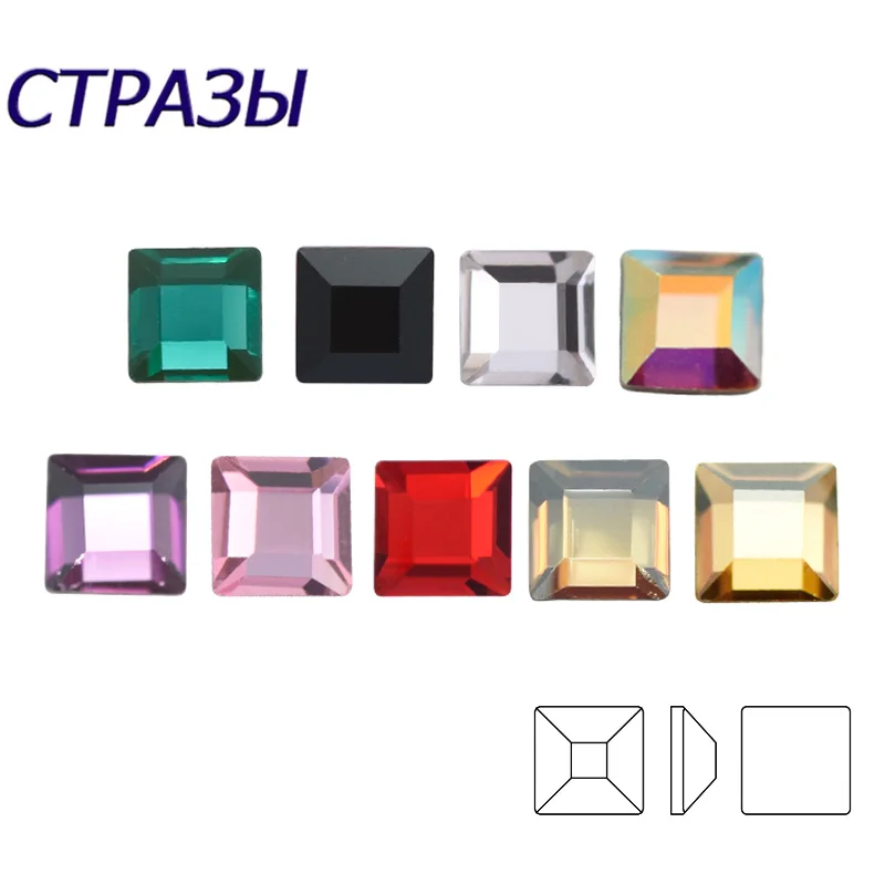 

Flat Top Square 20pcs 4mm Non HotFix Flatback Nail Parts Glass Crystal Clear AB Mix Colors Nails Art Rhinestones Decoration