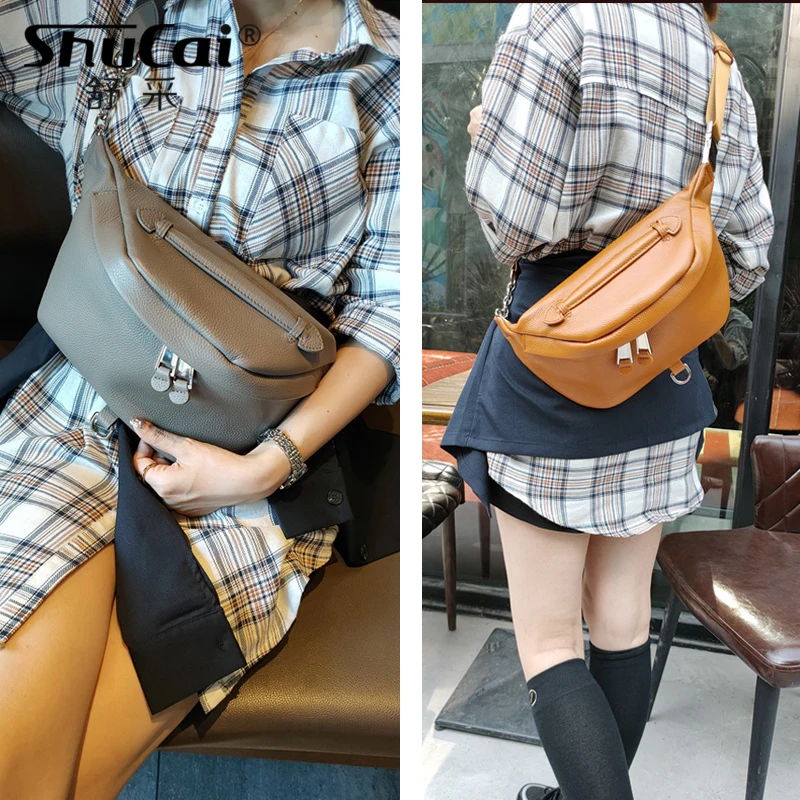 New genuine leather chest bag fashion trend small bag multi-function bag 2022 new shoulder bag small wallet black crossbody bag