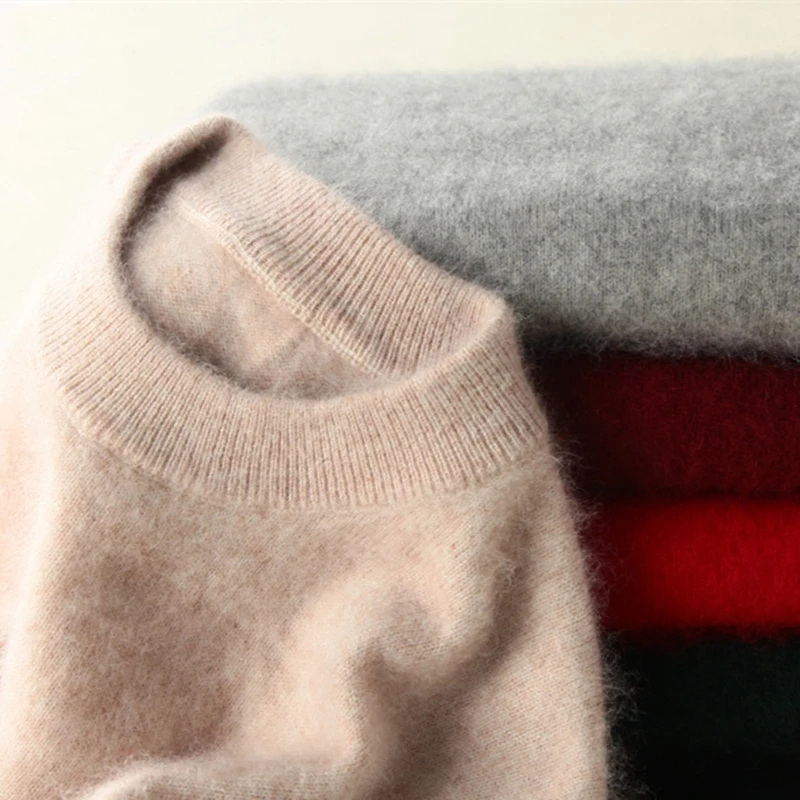 Super Warm 100% Mink Cashmere Sweaters and Pullovers Women Autumn Winter Soft Sweater Half Turtleneck Female Basic Pullovers