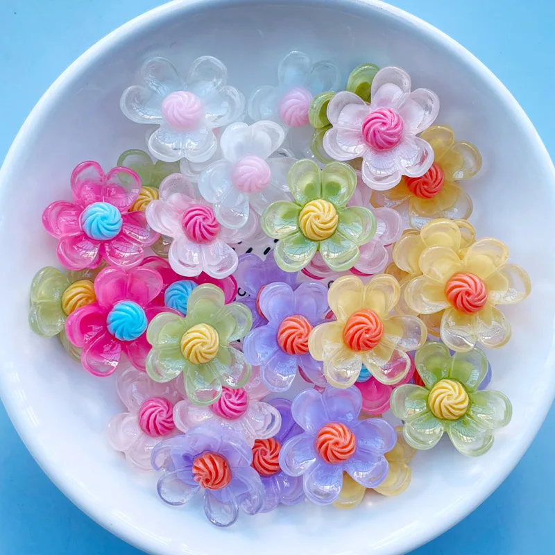 10/15PCS Lovely Mixed Cherry Blossoms Flower Resin Crafts Flat Bottomed Convex Scrapbook Kawai DIY Embellishment Accessories C73