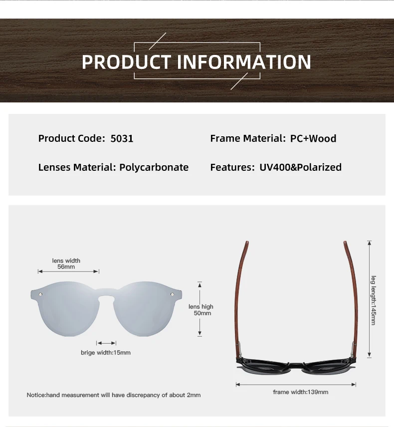 GM Retro Holz Sonnenbrille Männer Frauen Polarisierte Sonnenbrille Fahren Natürliche Holz Rahmen Brillen Spiegel Sonnenbrille Oculos S5031 – Detail 6