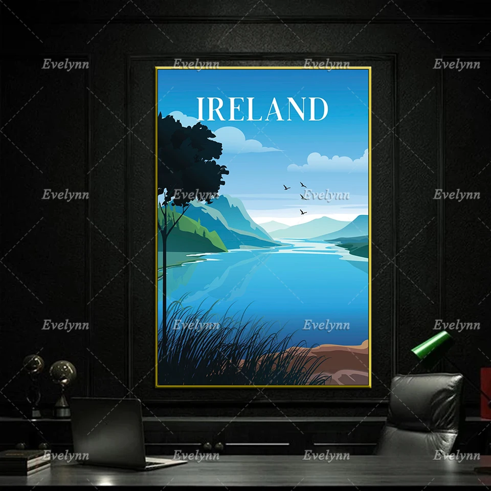 Ireland Travel Print, Ireland Travel Poster, Ireland Wall Art, Vintage Travel Poster Home Decor Canvas Unique Gift