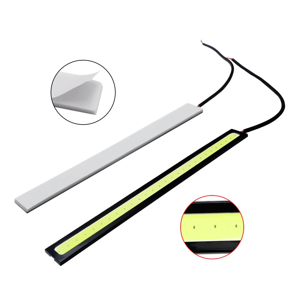 1x fita led universal para veículo, 17cm, cob, faixa de led para automóveis, drl, luz diurna, à prova d\'água, estilo externo, barra de 12v