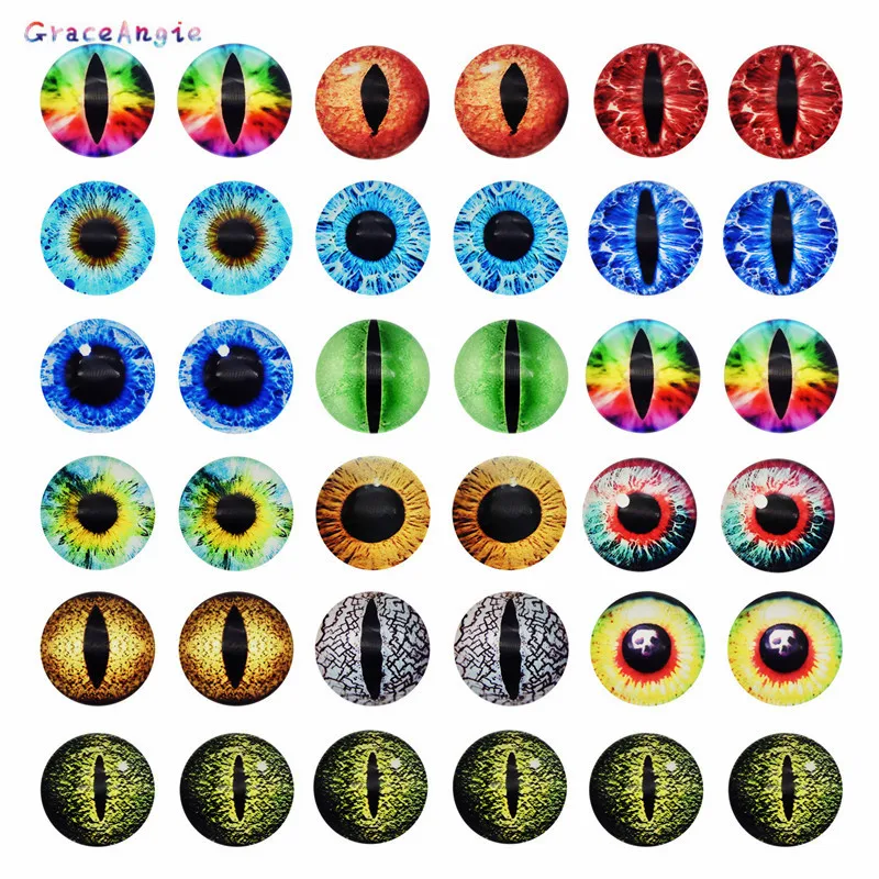 10-50 Stuks Glazen Ogen Cabochons Ronde 6Mm-30Mm Ronde Dome Dragon Eye Dier Eye Voor craf Diy Sieraden Accessoire Mix Leerling Eye Cameo