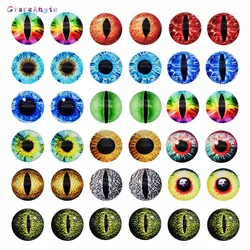 10-50PCS glas augen cabochons Runde 6MM-30MM Runde Dome Drachen auge tier auge für craf DIY Schmuck Zubehör MIX Schüler Auge Cameo