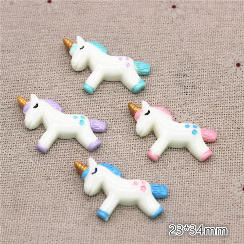 10pcs New Arrival Hot Selling Resin Cute Unicorn Horse Cartoon Animal Miniature Art Supply DIY Craft Scrapbooking,23*34mm