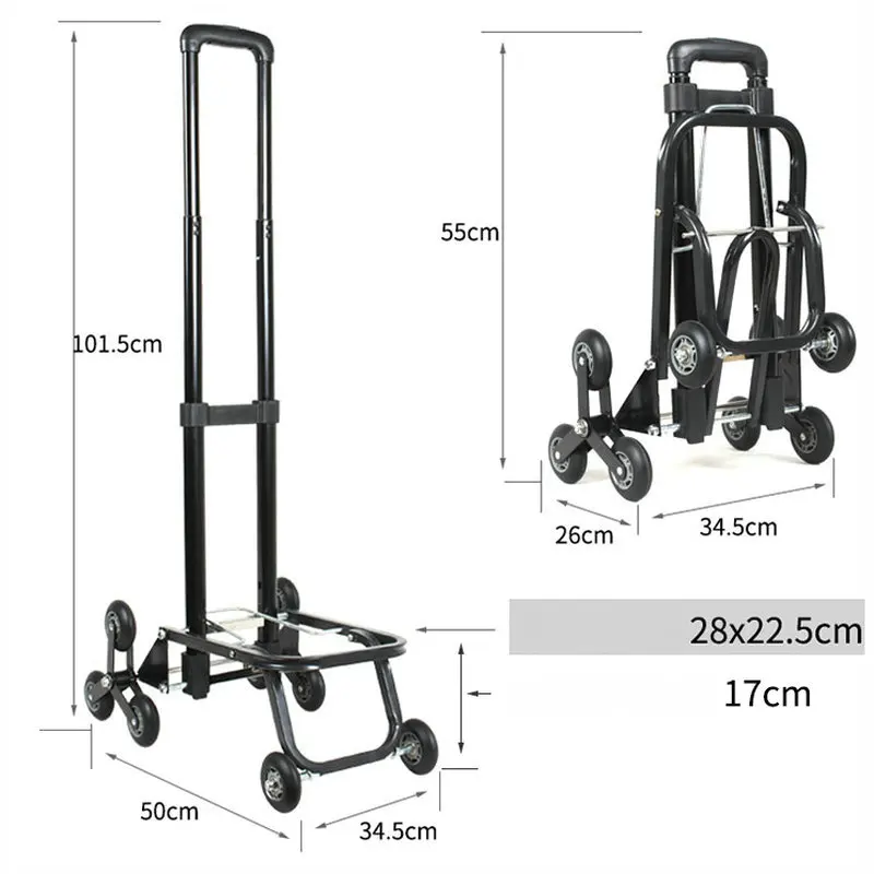 Universal Wheel Folding Portable Ladder Trolley, Stair Climbing Shopping Cart Hand Truck with Telescoping Handle