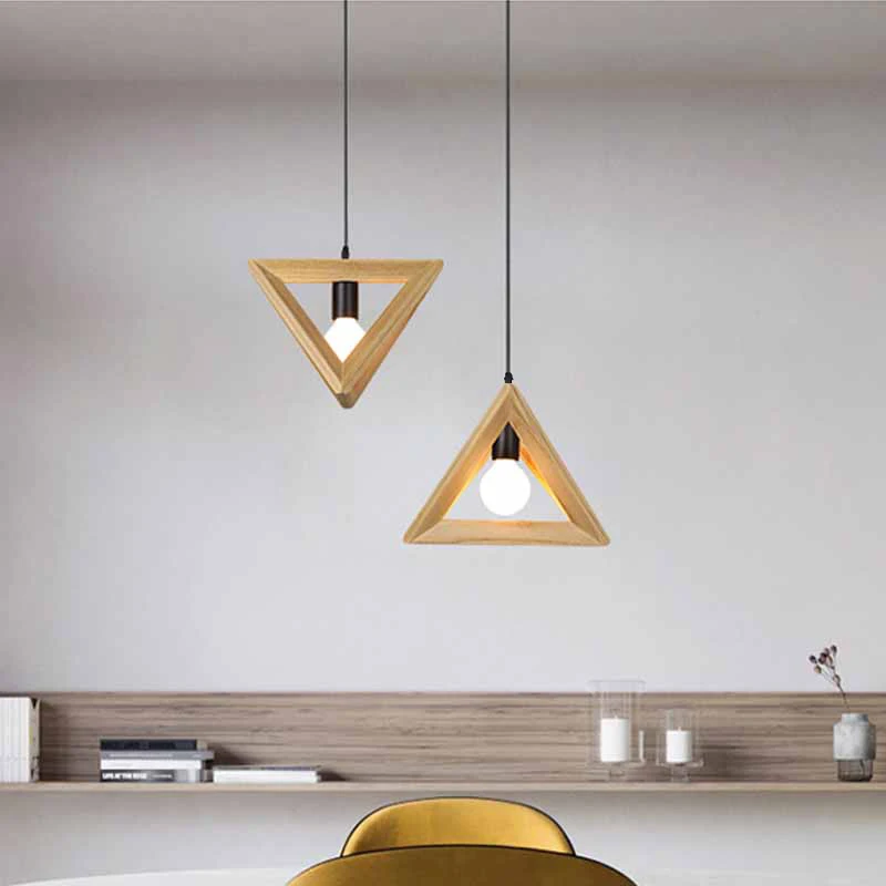 

Solid Wood pendant Lamp Triangle Modern Pendant Lights for Dining Kitchen Living Room Office Home Decor Loft hanging lamp