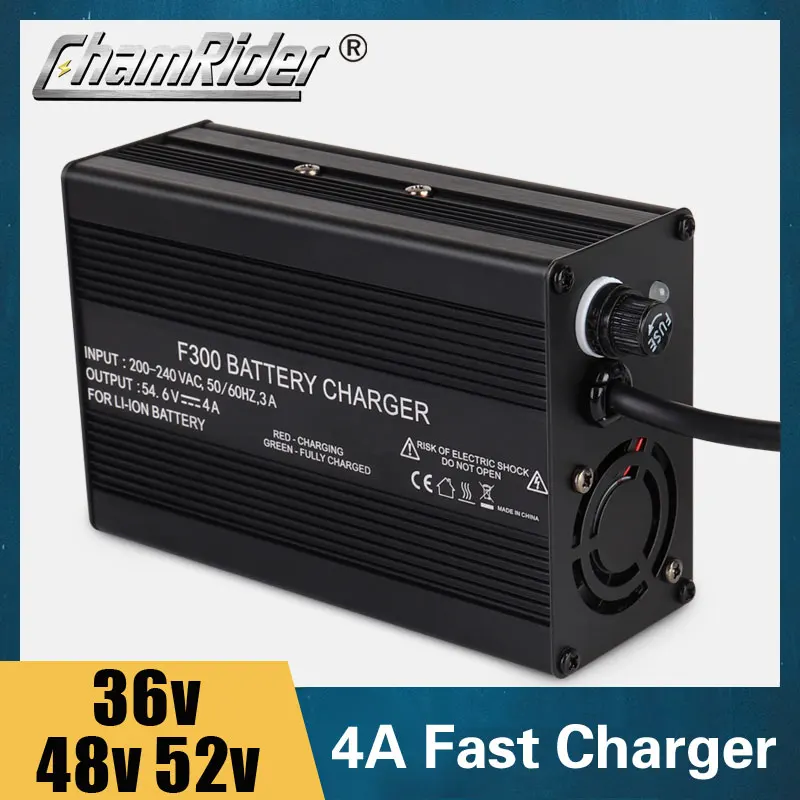 Lithium Battery Charger for Electric Bike, Li-ion Battery Pack, 36V, 48V, 52V, 4A, 42V, 54.6V, 58.8V, DC, XLR, RCA