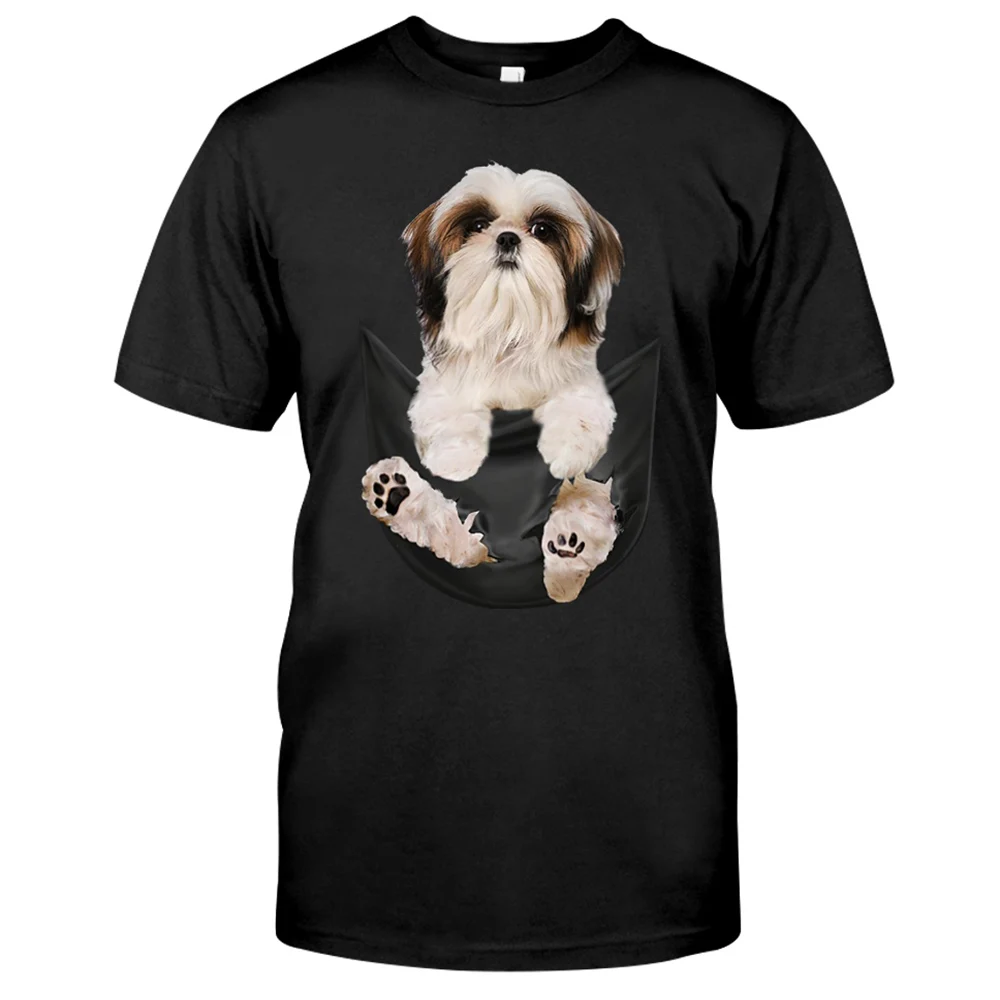 CLOOCL Funny Cotton TShirt Fashion Brand Summer Schnauzer In Pocket 3D Printed Casual Shirt Men Women Shirts Hip Hop Cotton Tees