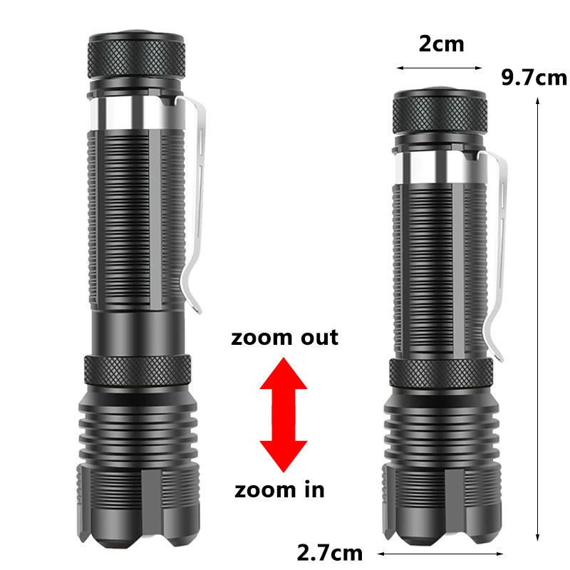 XHP50.2 Mini Super Bright 10000LM Led Flashlight Torch Aluminum Body Waterrpoof for Camping White Light Use AA/14500 Battery