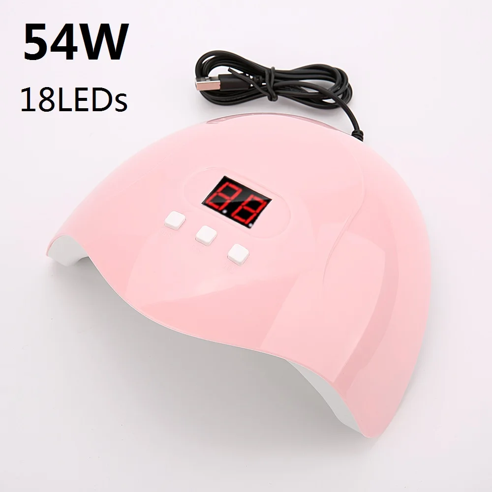 54W 18 LED Lights Dryer UV Light for Gel Nails Ultraviolet Lamp Lamps Manicure Nail Tools Professional Material Dry Heat Machine