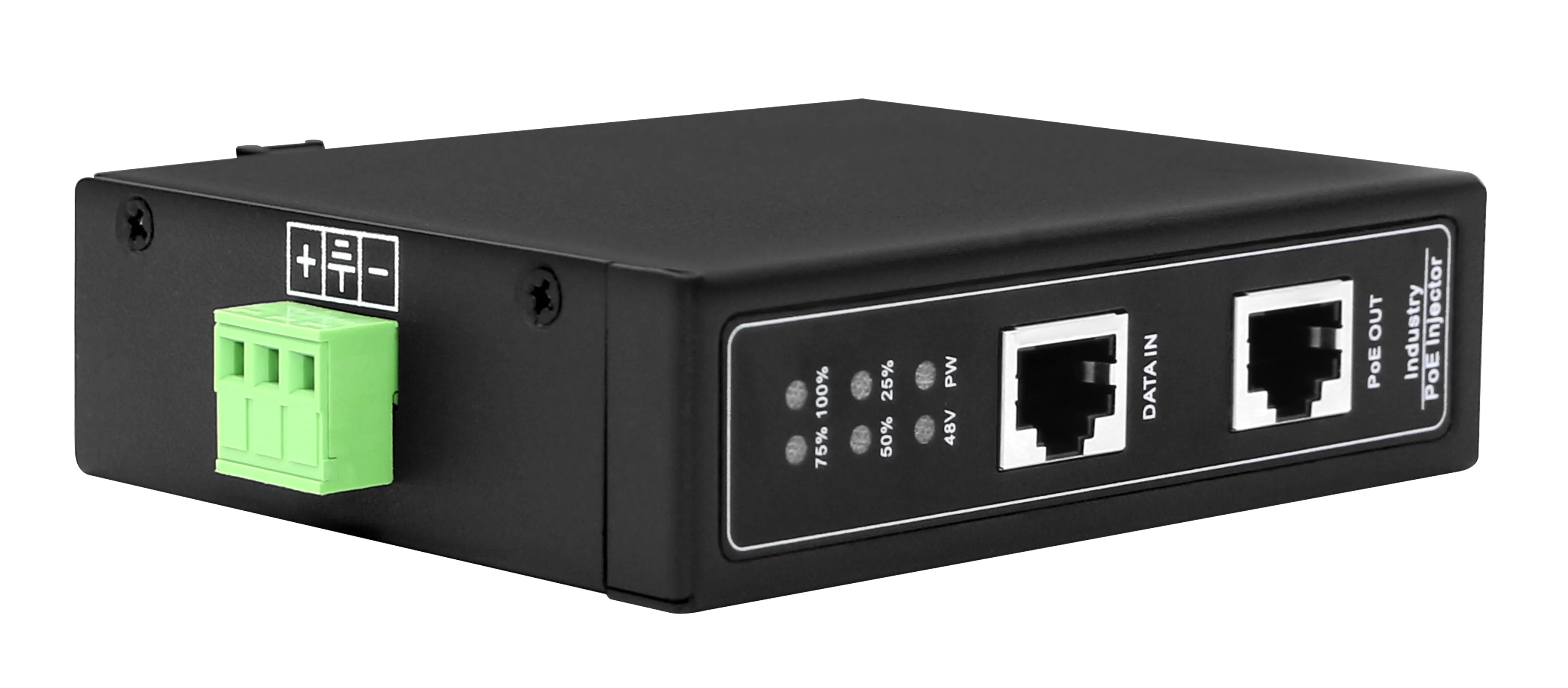 12V/24V/48V DC Input 30w Industrial POE Injector DIN Rail Installation Connect Battery