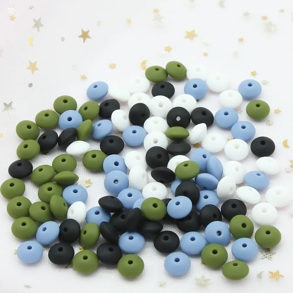 Cute-idea 12mm 10pcs Silicone lentil Beads teether abacus teething Safe baby Toys DIY Necklace Pacifier Chain Jewelry bracelet