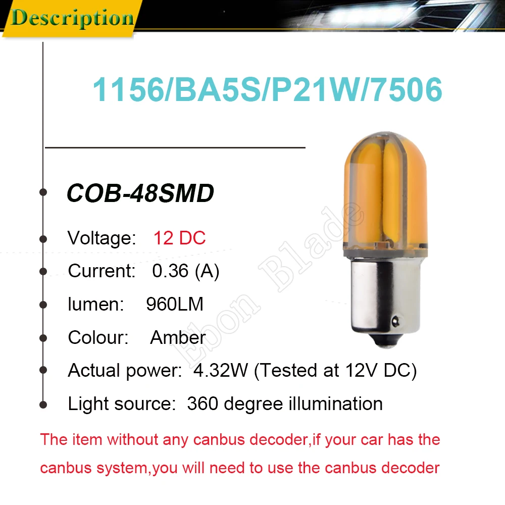 2Pcs Car 1156 BA15S P21W BAU15S PY21W LED Lights Bulbs Amber Yellow Orange Silicone Shell Turn Signal Light Bulb Auto Lamp 12V