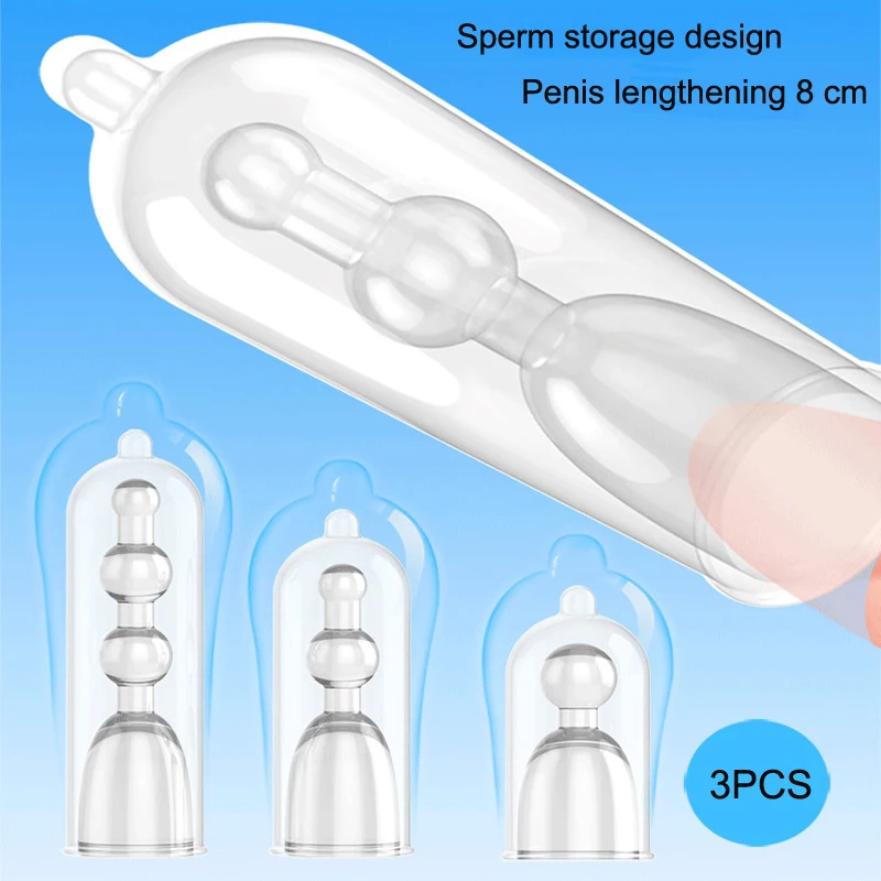Manchon d'extension de pénis jusqu'à 8cm pour homme, préservatifs réutilisables pour agrandissement du pénis, gros coq, jouets sexuels pour adultes