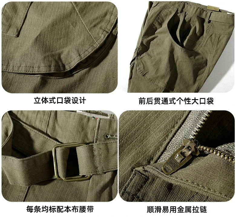 2021 Summer New Tooling Shorts Men\'s Japanese Fashion Large Pocket Loose Casual Army Green Straight Elastic Knee Length Pants