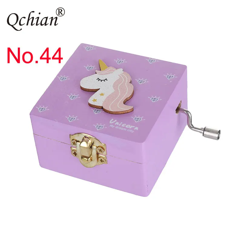 Vintage Unicorn Music Box Creative Antique Carved Hand Wooden Souvenir Children Toy Box Family Birthday Festival Christmas Gifts