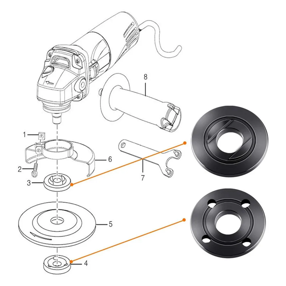 M14 Angle Grinder Flange Spanner Metal Lock Nut Thread Replace for Angle Grinder Inner Outer Flange Nut Set Tool and Wrench