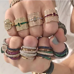 Famous Brand Design Luxury Statement Stackable Rings For Women Wedding Cubic Zircon Engagement Dubai Punk Bridal Top Finger Gift