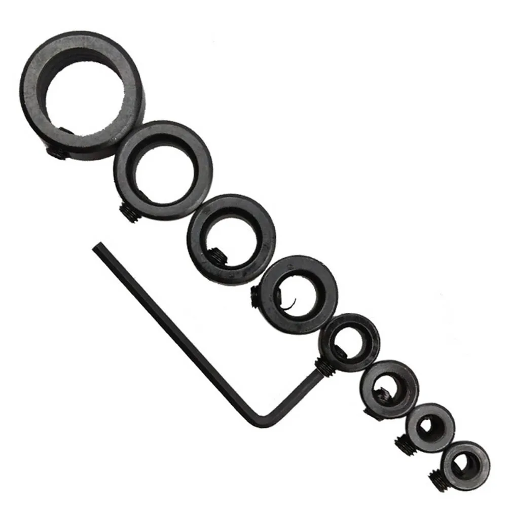 9PCS 3-16 mm Woodworking Drill Bit Shaft Depth Stop Collars limiter Ring Positioner Locator Woodworking Tool Set With Wrench