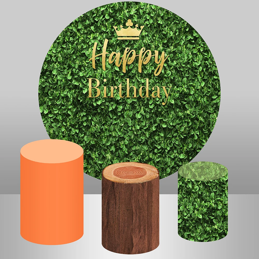 

Round Circle Backdrop Green Grass Baby Birthday Photo Background Baby Shower Customize Plinth Covers