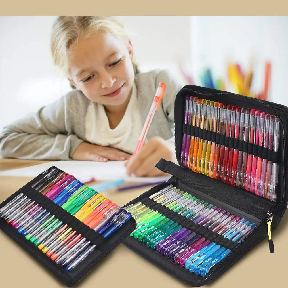 

60 Colors Gel Glitter Pen Set Neon sInclude Marker 60 Matching Color Refills Pencil Drawing Birthday Kids Gift Adult Coloring