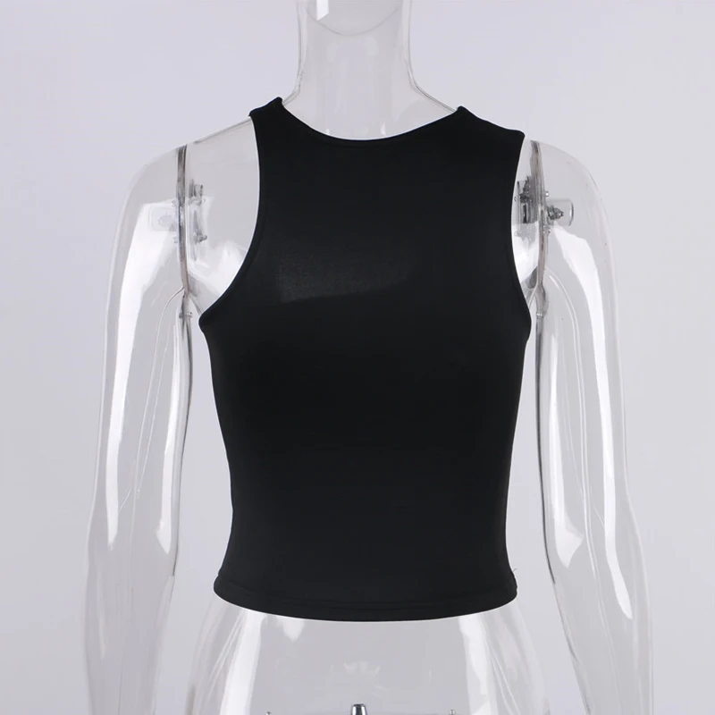 Cut Out Sexy Crop Off Schulter Solide Dünne Sport Kurze Tops Frauen Tank Unregelmäßigen Sommer Rohr Tops – Detail 16