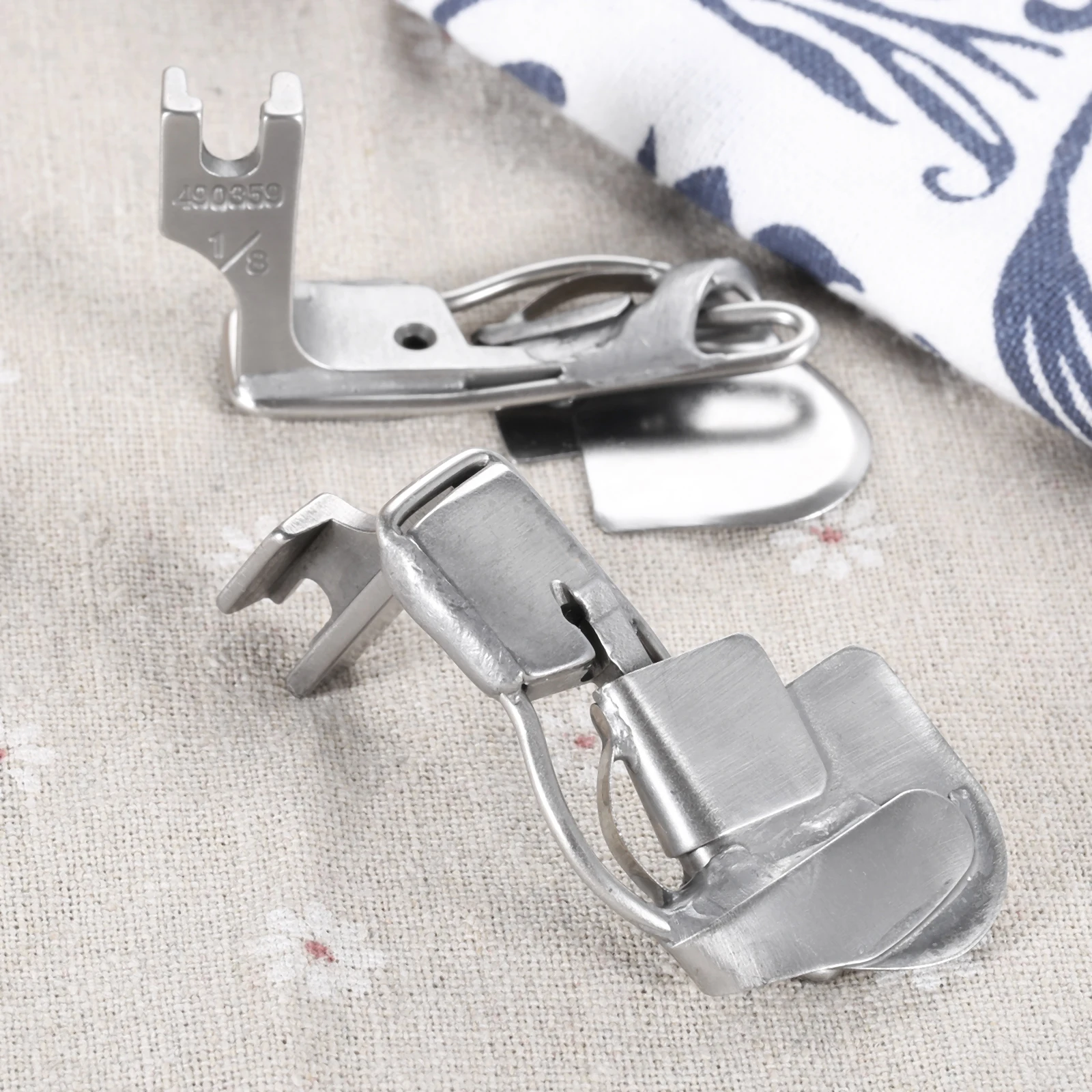 1Pc 1/16 1/8 Steel Industrial Single Needle Flatcar Sewing Machines Hemmer Presser Foot 3-fold Spring Type Hemming Crimping Foot