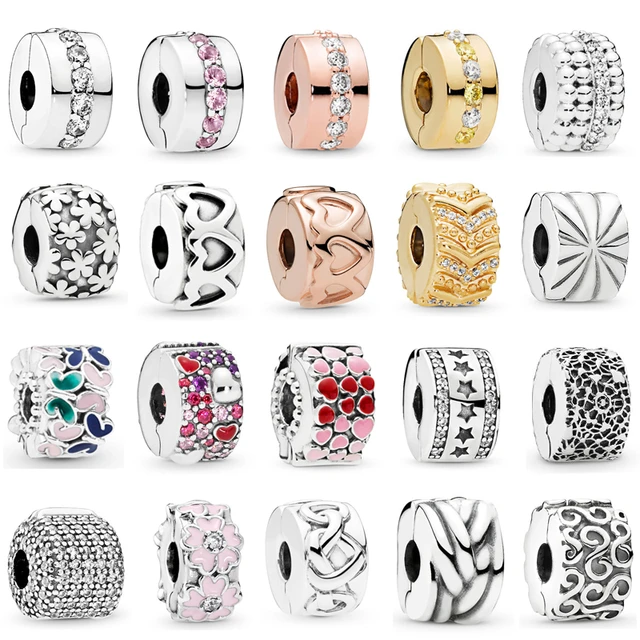 925 Sterling Silver Clip Charm with CZ Flower Love Heart Stopper Beads Fit Pandora Original Charms Bracelet Silver 925 Jewelry AliExpress 36