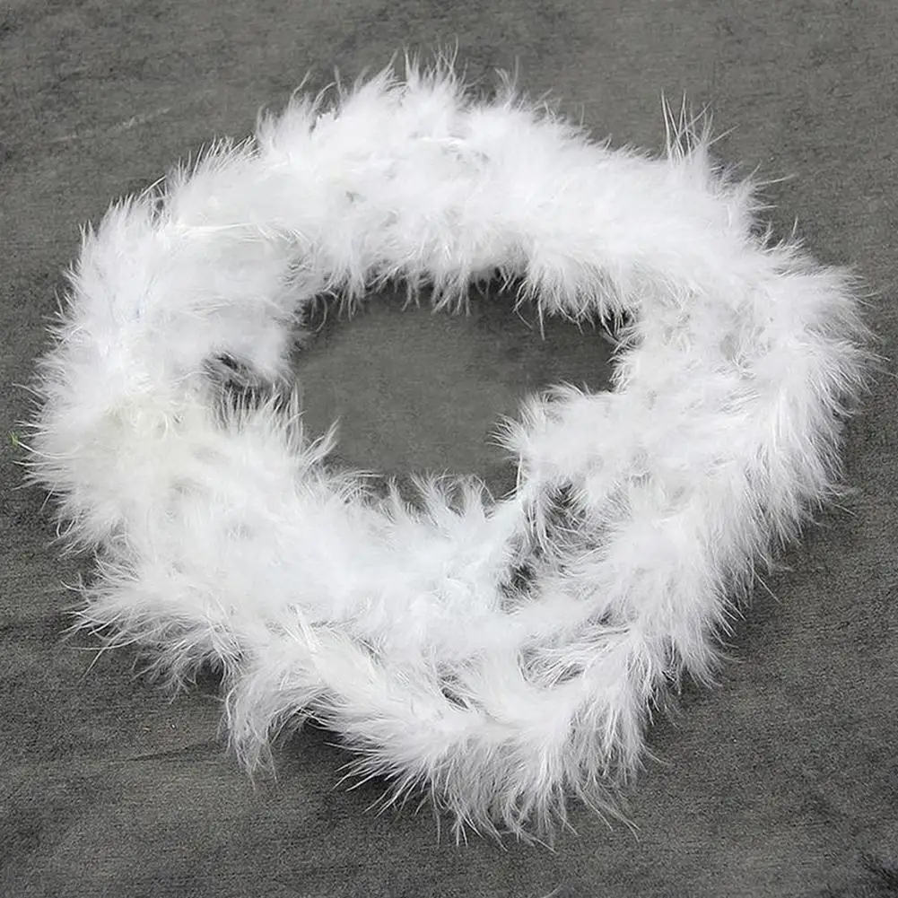 1Pc 200cm White Feather Strips Scarfs Plumes Strips For Crafts Christmas Wedding Decorations 2m Party Wreath Supplies Craft