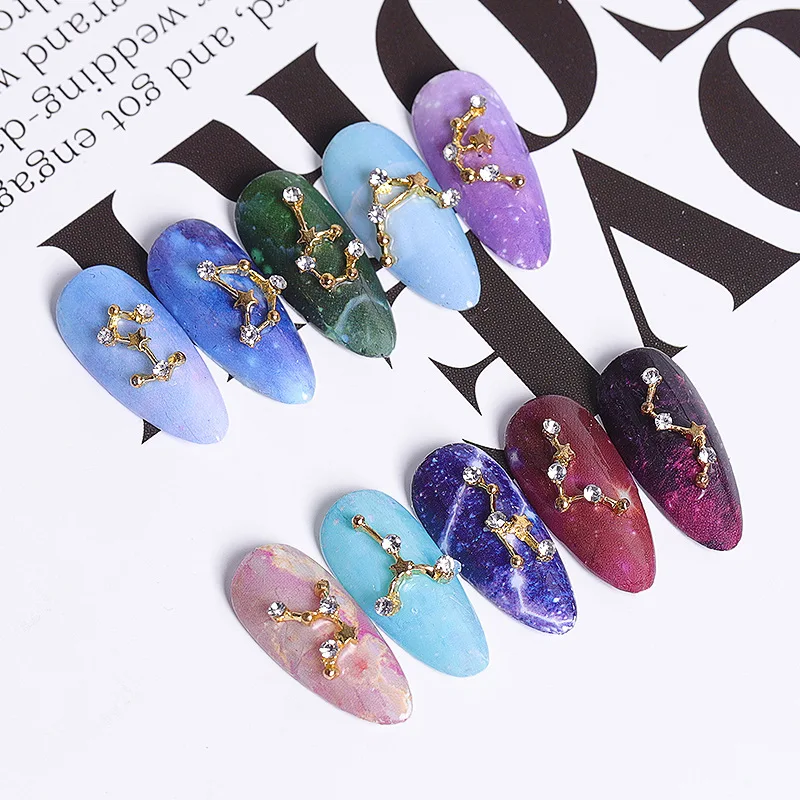 12 Stück Sternbild-Legierungs-Zirkon 3D Strass-Steine Nagelkunst-Dekoration Aufkleber Kristall-Maniküre-Zubehör für DIY-Nägel – Detail 4