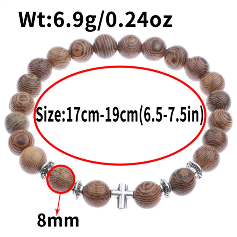 Trendy Popular 8mm Wenge Wood Beads Bracelet For Women Men  Leopard head Bangles Jewelry Gift