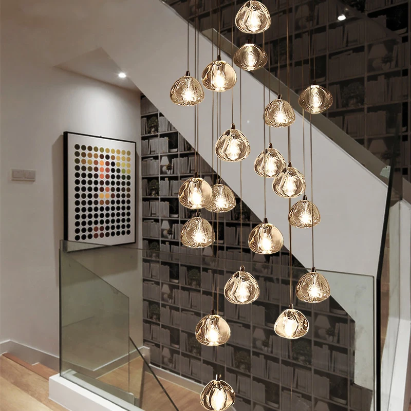 

Nordic LED Pendant Lights Modern Hanglamp High Rotation Stair Lamps Crystal Balls Decoration Lighting Lustre Pendente