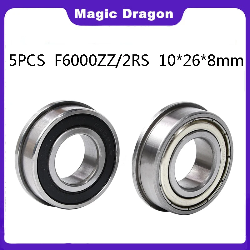 5PCS Flange Bearing F6000 F6001 F6002 F6003 F6004 F6005 F6006 F6007 ZZ Z RS 2RS High Quality Flange Ball Bearing