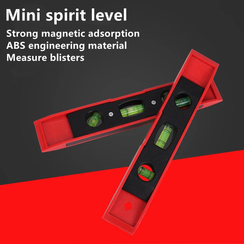 Spirit Level Bubble Ruler 3 Bubble 9 Inch ABS Shell Magnetic Mini Pocket Spirit Level Tool Vertical Horizontal Bubble Level