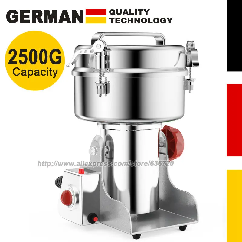 (2500 جرام نوع التأرجح) مطحنة الحبوب الكهربائية الآمنة مطحنة التوابل عالية السرعة مطحنة الأعشاب التجارية آلة المسحوق مطحنة الحبوب الجافة