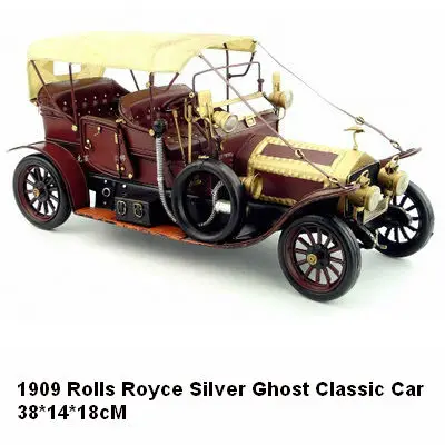 Vintage iron classic car model, 1909 Rolls Royce car, shop window, bar, decoration Gift, birthday present