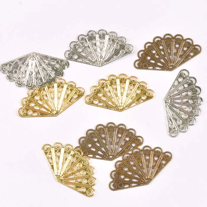 20Pcs 3 color Filigree Wraps Flower Connectors Metal Crafts Gift Decoration DIY Findings Jewelry Making 40x23mm YKL0767