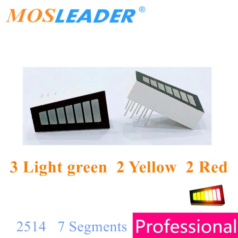 Mosleader 100pcs 3 Green 2 Yellow 2 Red 2514 Display 7 Segments DIP8 Trapezium Bargraph LED Bar Reverse Parking sensor radar